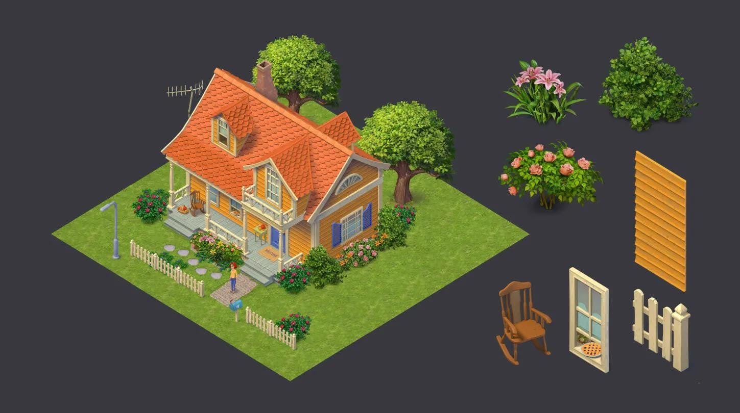 Maddie's house from Merge Mansion along with some related assets