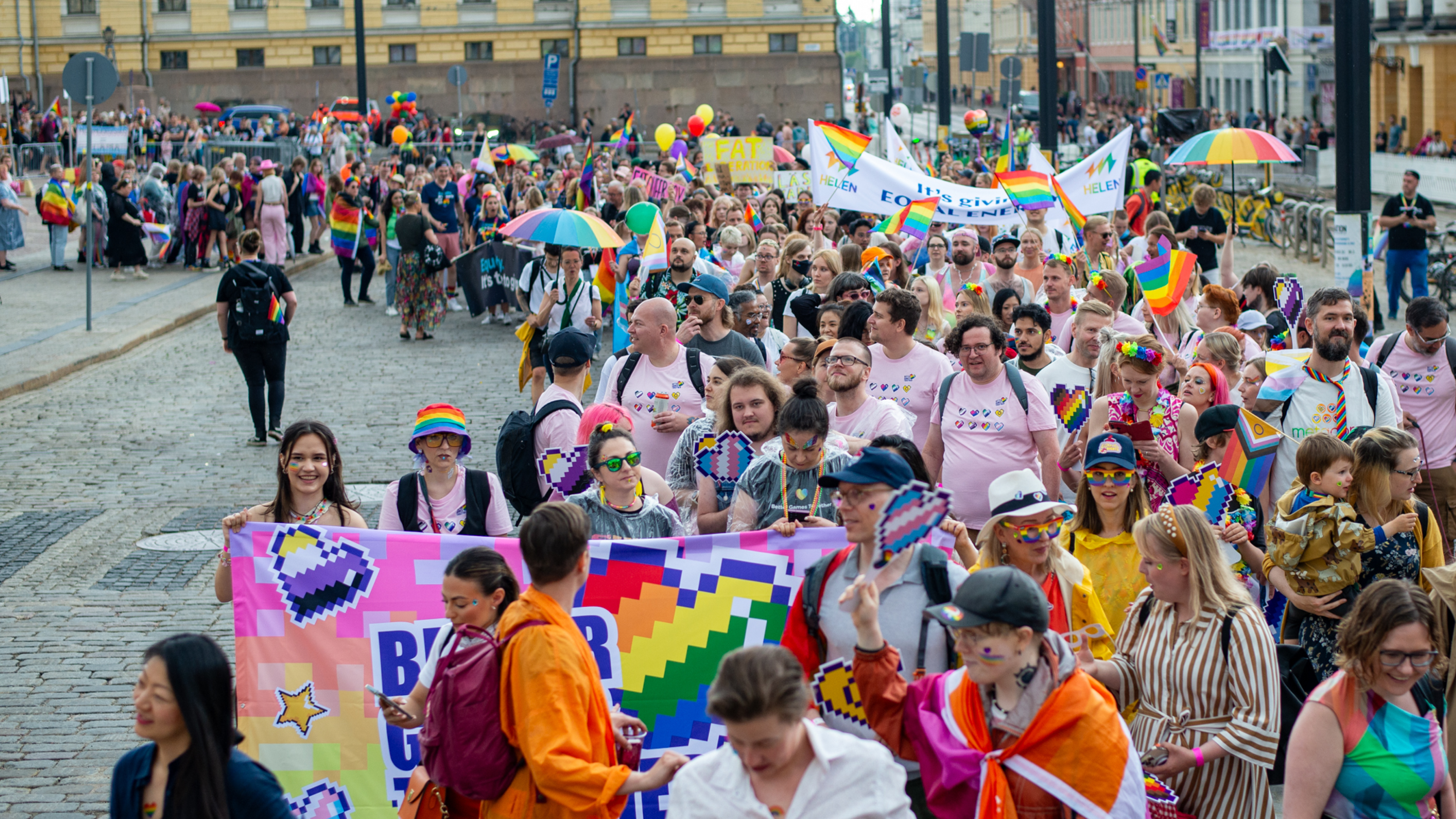 People marching at Pride parade Helsinki