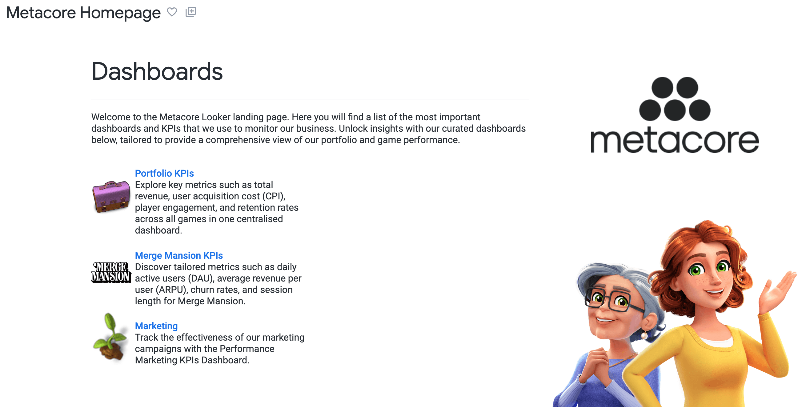 Metacore homepage